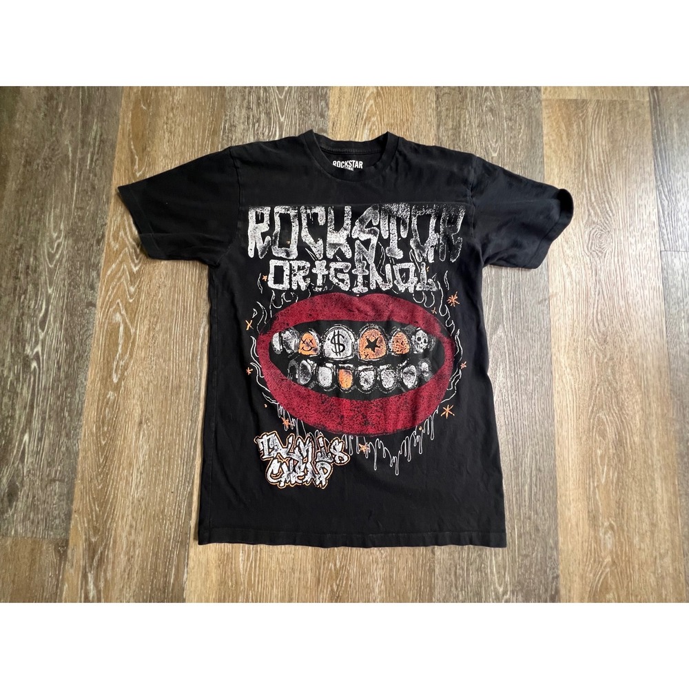 Rockstar Original T-Shirt Mens Small Black Excellent Graphic Grillz Tour 2002
